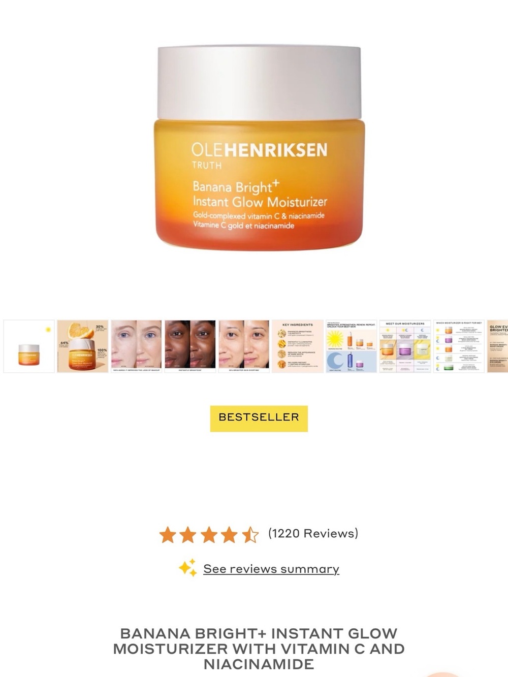 Ole Henriksen Banana Bright+ Instant Glow Moisturizer — Yellow, Orange - SMALL!!